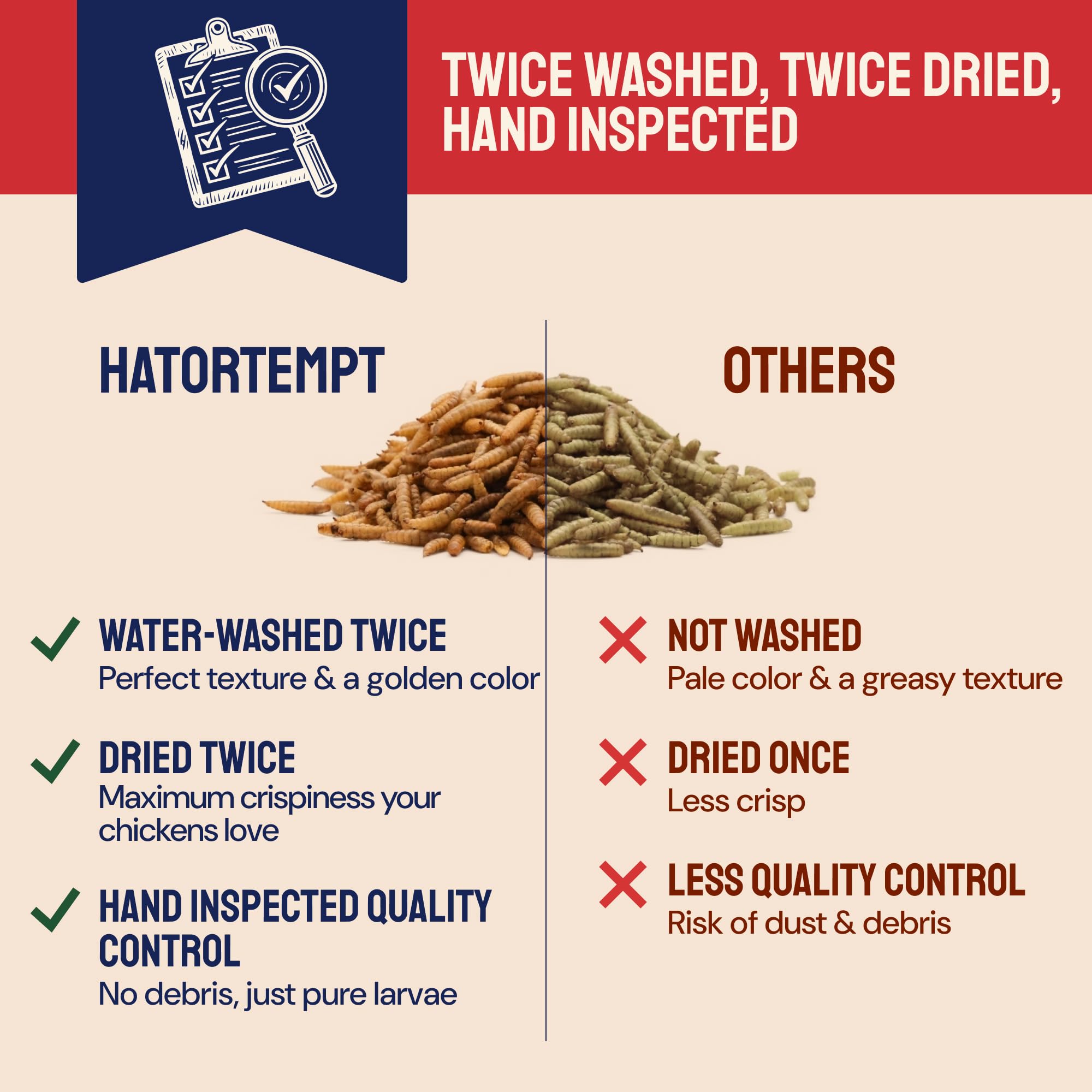 Hatortempt Black Soldier Fly Larvae 5 lb - Organic Dried BSF Chicken Feed - Protein Snack for Laying Hens, Birds & Reptiles - No